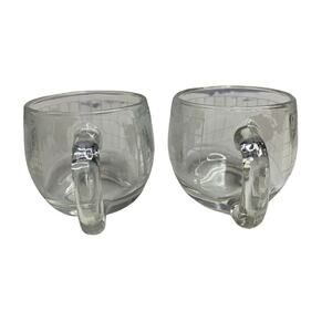 Vintage 1970's Nestle Nescafe set of 2 World Globe Frosted Glass Coffee Mugs Cup